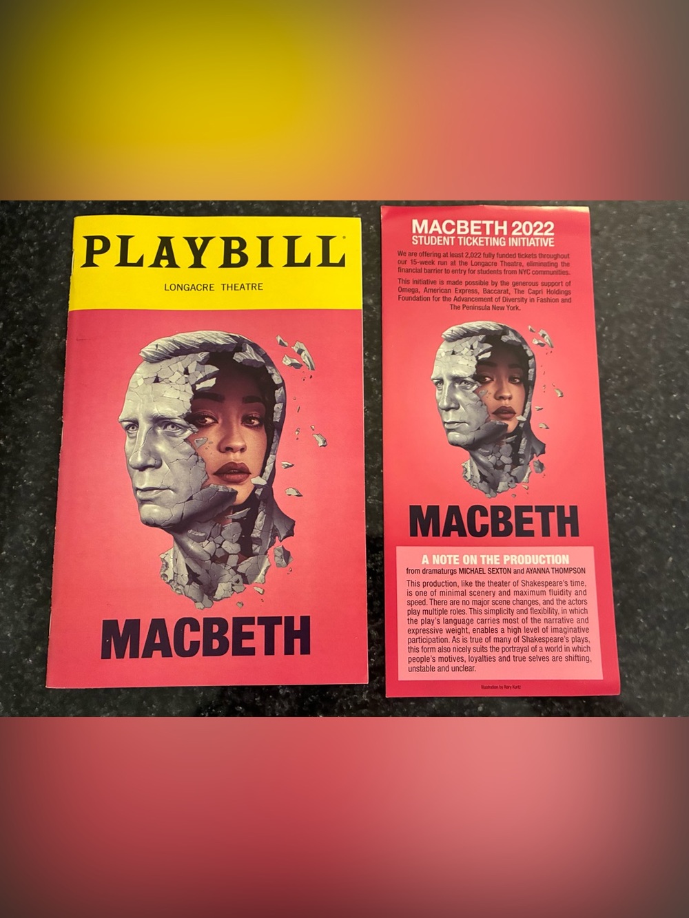 DANIEL CRAIG Rare MACBETH Broadway Playbill - Ruth Negga - Shakespeare Revival